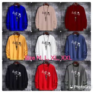 Bisa COD Sweater Keren Kaos Pria Distro Sweatshirt Trendy Crewneck Elegan Sweter Heart Living Long