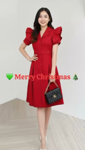 SJM DRESS NATAL TERBARU FASHIONABLE FEMINIM CUTIE LENGAN PENDEK KATUN POPLIN 2973