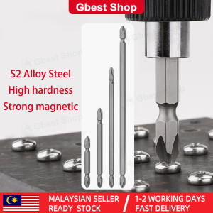 Gbest 1pcs PH2 S2 Steel Magnetic Screwdriver Bit Set Double Cross Head Hex Shank driver bits electric cordless screwdriver (65/100/150/200/250/300MM) skru driver set hardware tools pemutar skru men ples magnet 十字头 螺丝刀