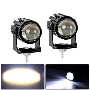 Motorcycle Mini Driving Light Headlight Universal Dual Color ATV Scooter for Auxiliary Spotlight Lamp Moto Fog light Accessories