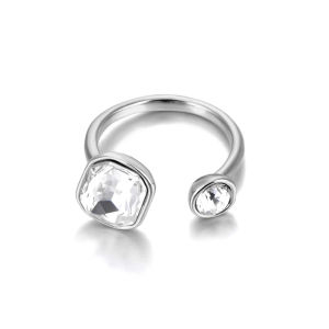 316L สแตนเลสอินเทรนด์ Cubic Zirconia เปิดแหวนผู้หญิง 18K PVD Gold Plated เครื่องประดับกันน้ํา Drop Shipping