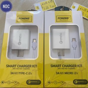 Bộ Cốc Cáp Sạc Nhanh 3A FONENG Q13 Lightning Type-C MicroUSB