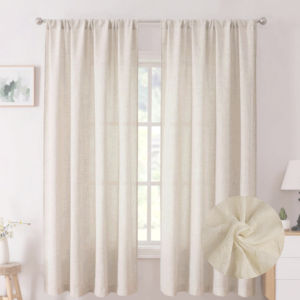 Linen Curtains 160cm/240cm Length for Living Room Bedroom Rod Pocket Light Filtering Semi Window Curtain Boho Farmhouse Drapes