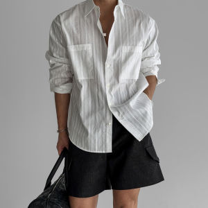 DAVID&ME | Pocket Design Mens Spring Summer Casual Shirt with Fine Texture