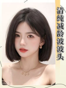 Natural Middle Part Short Hair Wig Women Full Head Cover Style Anti-Aging round Face Simulation Hair Daily Whole Head Cover Wig