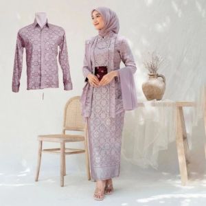 TERLARIS Batik Nafastore couple Arunika Rose tunik tulle Premium mutiara payet berfuring Free selendang Lengan Kancing Baju wanita dewasa