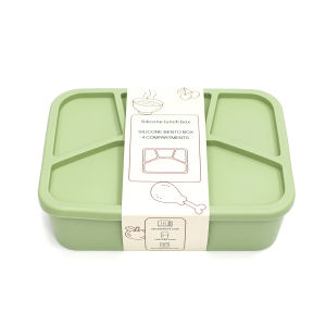 Silicone Bento BoxFourCompartmentsReusable Silicone Lunch BoxThickened and Leak-Proof Food-Grade Divided Lunch back to school