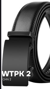 Sabuk Ikat Pinggang Pria Kulit CHN2 WTPK 2 Gesper Stainless Hitam Polos Fashion Formal Elegant