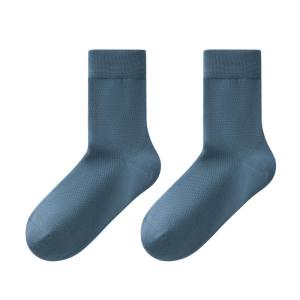 YOUKESHU | Mens Mid-Calf Breathable Mesh Socks Antibacterial Deodorant Summer Thin Cotton Socks Anti-Ball Tread Design For All Seasons