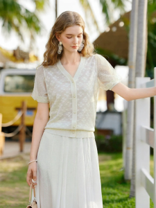 XIANGYING | Light Texture Knitted Cardigan for Women V-Neck