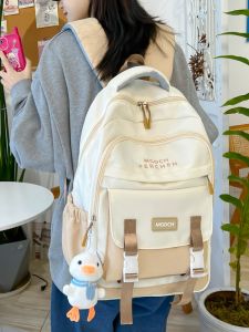 Large Capacity School Backpack for Junior And Primary Girls Korean Style Ins Womens Backpack Nylon Material Zipper Closure School Bag