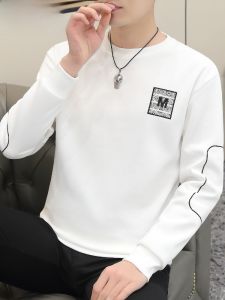 HENGYUANXIANG | Spring New Long Sleeve Sweatshirt Men Loose Round Neck Thin Base Shirt Fashionable Youthful Vitality Style Standard Fit Cotton Polyester Blend