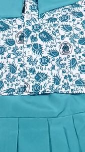 Setelan Seragam Batik Tosca Sekolah PAUD Nasional Lengan Pendek Anak Perempuan