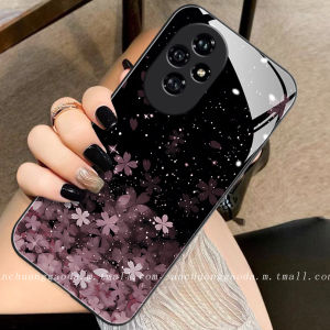 เคสโทรศัพท์กระจกเหลวแบบป้องกันการตกหล่นสำหรับ Honor 200 400 pro 80 SE 90 Magic6 X60I 70 pro แบบครอบเต็ม ดีไซน์ดอกไม้ Sky Full of Stars