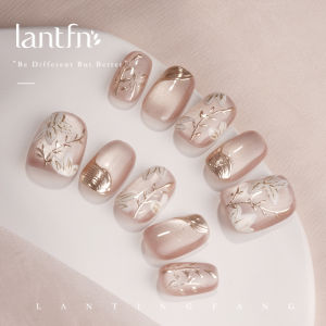 Original LTF Handmade Wearable Nail Art Pure Chinese Style Hand-Painted Cats Eye New 2025 Wearable Nail Art Gentle Color Scheme