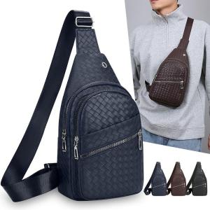 Retro Leather Mens Chest Backpack Waterproof Shoulder mens outdoor Leisure Sports crossbody bag