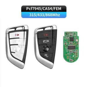 3/4 Button Smart Remote Car Key with PCF7945 ID49 Chip 315/433/868MHz For BMW CAS4 FEM BDC F30 F10 F15 F48 HU92 Uncut Blade