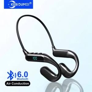 kebidumei | KEBIDUMEI Air Conduction Headphones Bluetooth 6.0 Wireless Earphones Sport Neckband Headsets HiFi Stereo Noise Reduction Earbuds