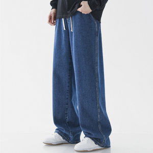 🎉🎉กางเกงสำหรับคนอ้วน 45-145กก. กางเกงยีนส์ชายไซส์ใหญ่ ทรงหลวม กางเกงขายาวทรงตรง กางเกงขายาวเอวยางยืด S-3XL~~