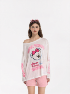 Summer New Cartoon Cute Sweet Loose Long Sleeve Pullover