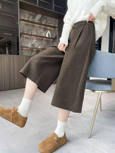 High Waist Wide Leg Suit Pants Womens Loose Fit Seven Eighteen Length Slimming Trousers Commute Style Casual Polyester Fiber
