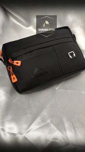 Clutchbag Pria Aiger Kulit Sintetis Tahan Air Desain Sporty dengan Ritsleting Warna Orange