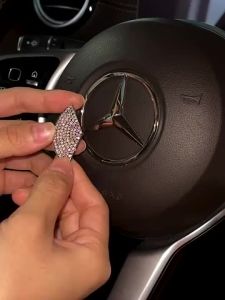 Logo Stickers Steering Figure Diamond Embedded Creative For Car Interior Decoration