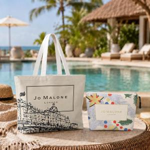 J-Jo M-Malone London Storage Bags 2-Piece Set Double-Sided Printed Canvas Tote Bags with Zipper Shopping Shoulder Handbags