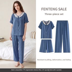 FENTENG | Lycell Short Sleeve Women Summer Pajama Set