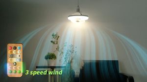 YHLAMP 360° Rotate Ceiling Fan Lights With Remote Control 2 in 1 Led Lights For Room At Night Ceiling Fan With Light Silent Ceiling Fan Light E27 Tri-color With 3-Gear Speed Wind And Timing