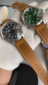 Tandorio | 42mm Pilot Watches Retro Hand-wind Mechanical Wristwatch for Men Black Blue Green Luminous Asia 6497 ST3600 Sapphire Crystal