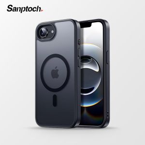 Sanptoch cho sang trọng MagSafe Ốp điện thoại cho Iphone 16e trong mờ trở lại với silicon mềm cạnh bìa cho Iphone 16e bậc quân sự Ốp chống sốc