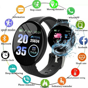2025 New D18 Smart Watch Heart Rate Monitor Mens Womens Smartwatch Round Fitness Digital Watches for Men Women Band Bracelet