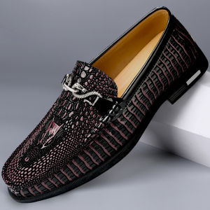 NUDANLAI | Mens Autumn Genuine Leather Crocodile Pattern Business Casual Loafers