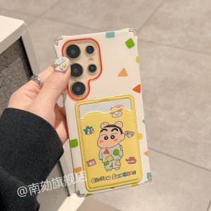 Cute Samsung S25 Ultra Phone Case with Lanyard Card Holder Cartoon Design Protective Cover for S24 S23 U S22 A52 S21 FE A55 Note20 plus A54 A53