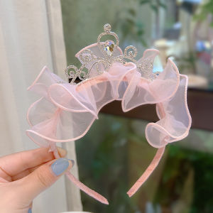 Princess Crown Hairband for Girls Baby Girls Birthday Gift Fairy Tale Flower Pattern Rhinestone Crown Hair Accessory Childrens Day