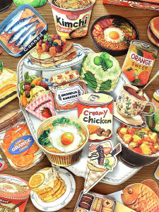 Infeelme  Market Series Handmade Fun Sticky Notes Food Mini Mechanism Retro Scrapbooking Material Stickers