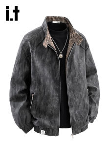 izzue | Vintage Motorcycle Style Collar Jacket Mens Trendy High Quality Workwear
