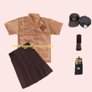Setelan Seragam Pramuka SD Anak Perempuan Baju Pendek Rok Pendek