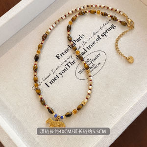 Handmade Natural Stone Beaded Necklace Vintage Luxury Versatile High End Fashionable Clavicle Chain Jewelry for Women