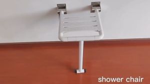 HEYMAN Bathroom 304 Steel Nylon Wall Mounted Shower Chair Foldable Bath Shower Seat For Disabled Barrier Elderly Safety aid Wall Chair Anti-slip Stool