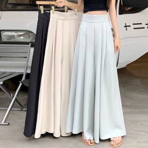 Plus Size 23-35 Waist Korean High Waist Wide Leg Trousers Women Pleated Skirt