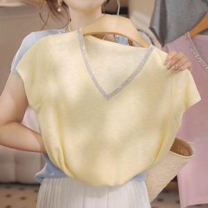 Slimming V-Neck Sparkle Knit Top