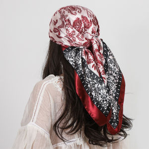 Khăn Quàng Cổ Satin Vuông Nữ 90x90cm Họa Tiết Paisley Cashew Khăn Hijab Khăn Lụa Khăn Choàng Băng Đô Phụ Kiện Tóc Khăn Bandana
