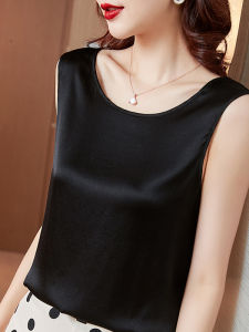 YAKUER | Silk Blouse Sleeveless Ruffled Camisole
