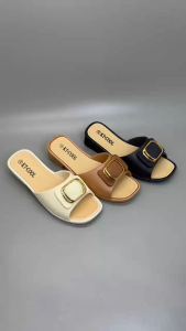 (Size 37-40) 7001-7 Sandal Wanita Wedges Sol Tebal Versatile Sandal Slip On Karet Lentur