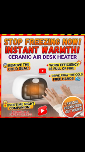 [SG Stock] 1000W Portable Space Heater | Fast PTC Ceramic Desktop Heater | 3 Modes Overheat Protection | Electric Fan Warmer for Office & Bedroom