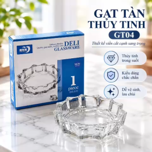Set 3 Gạt Tàn Thủy Tinh Cổ Điển GT04 Thiết Kế Hình Hoa Classic Floral Glass Ashtrays Sang Trọng