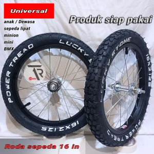 Roda sepeda 16 in 16 x 2.125 lucky stone sepasang set depan belakang siap pakai untuk semua sepeda