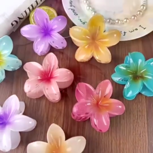 Good Quality Hair Clip Hawaiian Plumeria Flower Hair Clamp Bright Chroma Color Elegant Plumeria Ladies Shark Acrylic Hair Clip Hair Accessories
